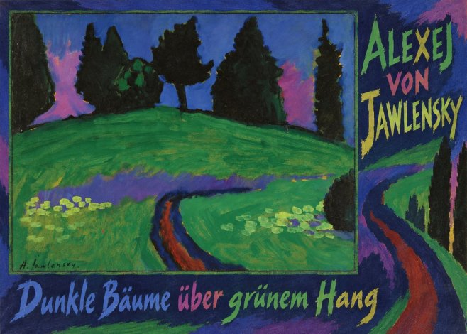 Alexej von Jawlensky Dunkle Bäume Über Grünem Hang No1 - Poster