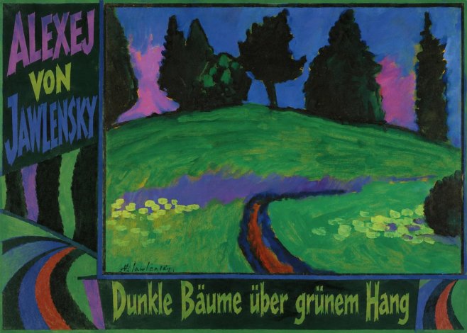 Alexej von Jawlensky Dunkle Bäume Über Grünem Hang No3 - Poster