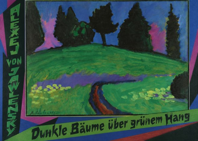 Alexej von Jawlensky Dunkle Bäume Über Grünem Hang No5 - Poster