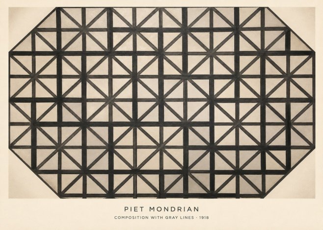 Piet Mondrian Composition with Gray Lines No4 - Poster