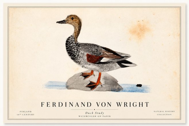 Ferdinand von Wright Duck on a Rock No2 - Poster