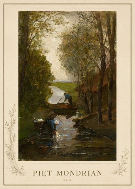 Piet Mondrian Washday on the Canal No1 - Poster