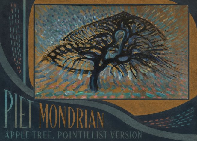 Piet Mondrian Apple Tree, Pointillist Version No3 - Poster