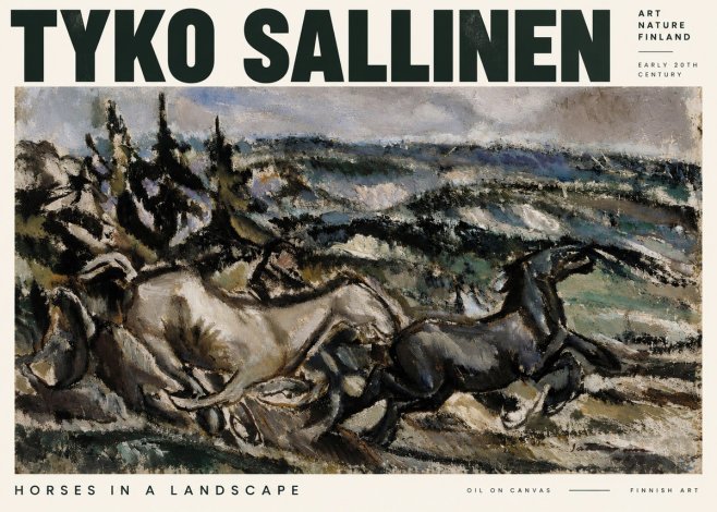 Tyko Sallinen Horses in a Landscape No2 - Poster