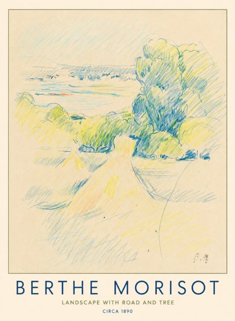 Berthe Morisot Landscape with Road and Tree No1 - Poster