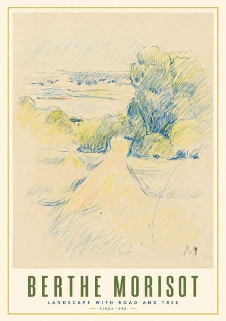 Berthe Morisot Landscape with Road and Tree No3 - Poster