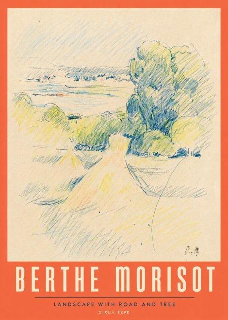 Berthe Morisot Landscape with Road and Tree No4 - Poster