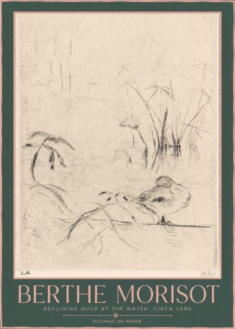 Berthe Morisot Reclining Duck by the Water No2 - Poster