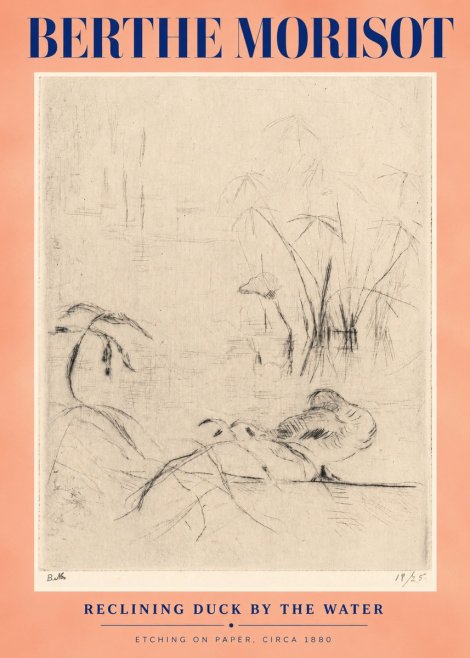 Berthe Morisot Reclining Duck by the Water No3 - Poster