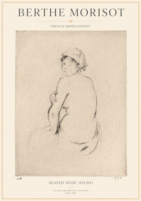 Berthe Morisot Seated Nude (Study) No1 - Poster