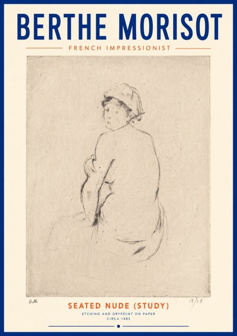 Berthe Morisot Seated Nude (Study) No4 - Poster