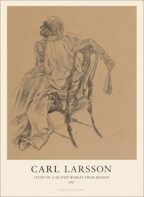 Carl Larsson Study of a Seated Woman from Behind No1 - Poster