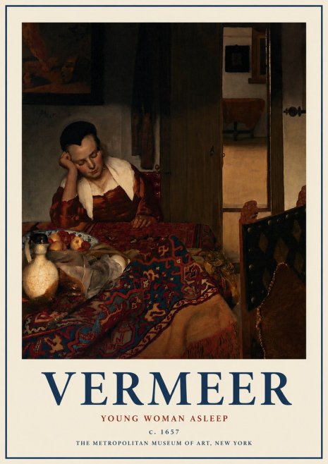 Vermeer Young Woman Asleep No3 - Poster