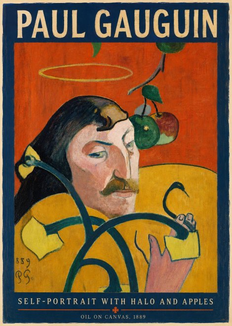 Paul Gauguin Self-portrait with Halo and Apples No4 - Poster