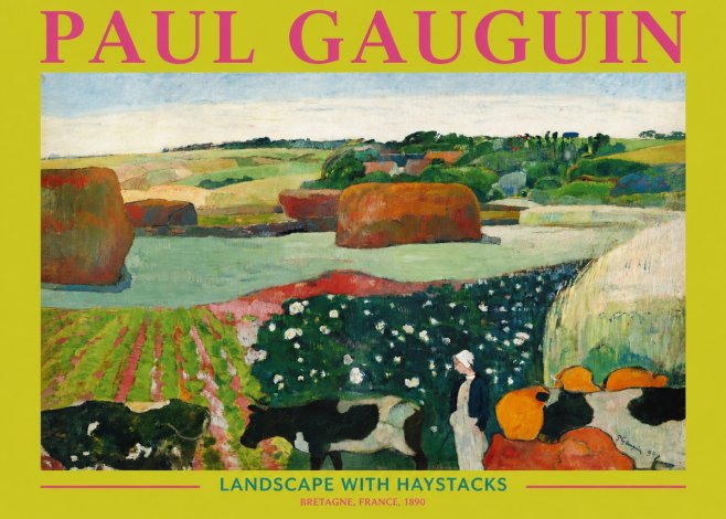 Paul Gauguin Landscape with Haystacks No3 - Poster