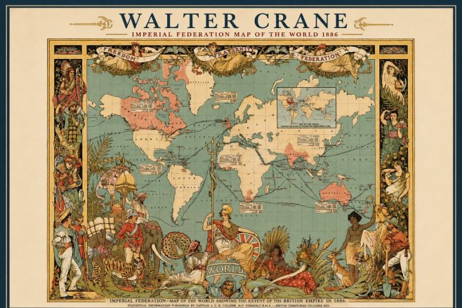 Walter Crane Imperial Federation Map of the World 1886 No2 - Poster