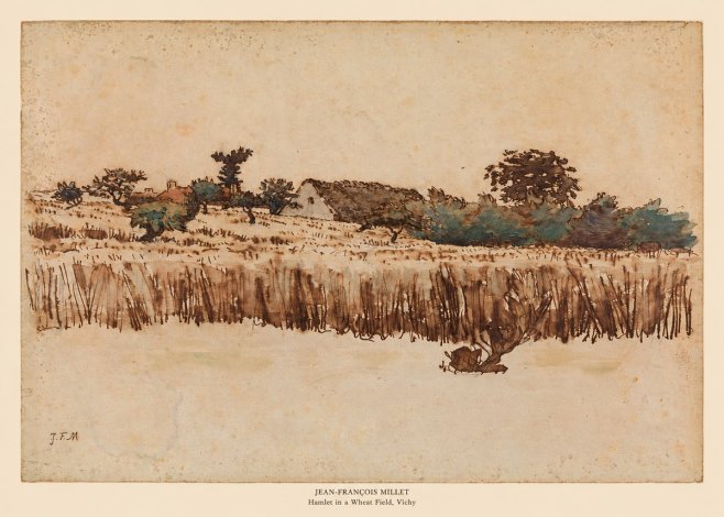 Jean-François Millet Hamlet in a Wheat Field, Vichy No5 - Poster