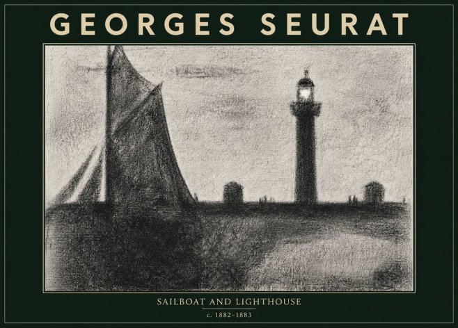 Seurat Sailboat and Lighthouse No5 - Poster