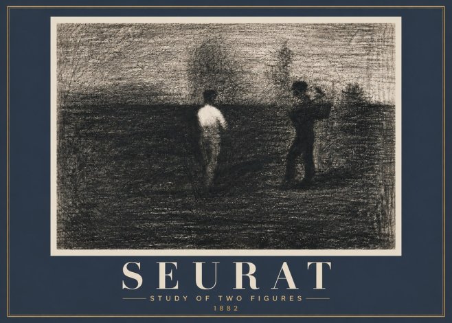 Seurat Study of Two Figures No6 - Poster