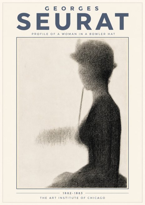 Seurat Profile of a Woman in a Bowler Hat No4 - Poster