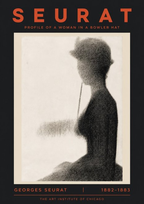 Seurat Profile of a Woman in a Bowler Hat No5 - Poster