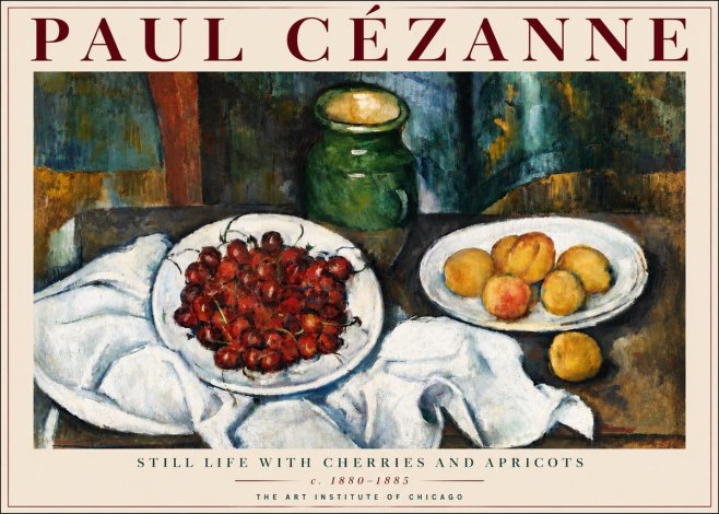 Paul Cézanne Still Life with Cherries and Apricots No6 - Poster