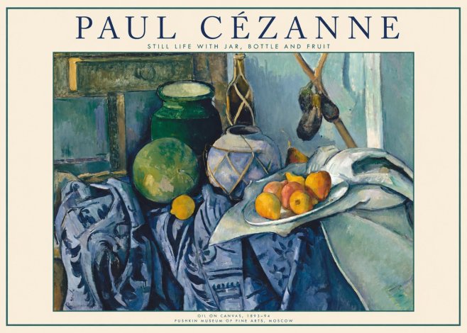 Paul Cézanne Still Life with Jar, Bottle and Fruit No1 - Poster
