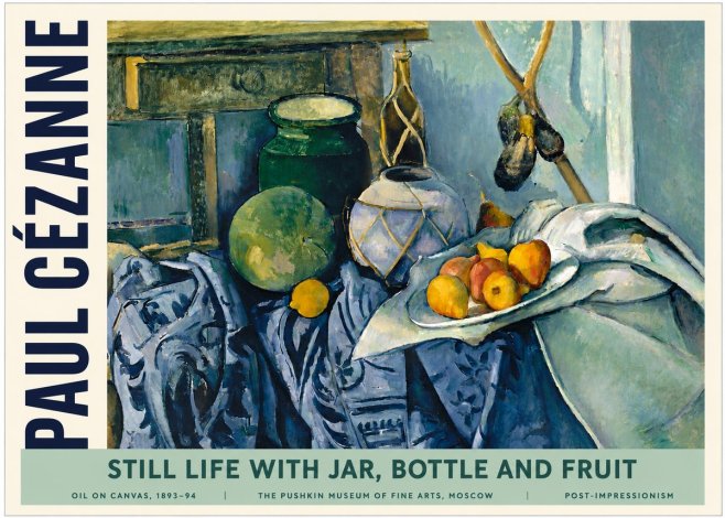 Paul Cézanne Still Life with Jar, Bottle and Fruit No4 - Poster