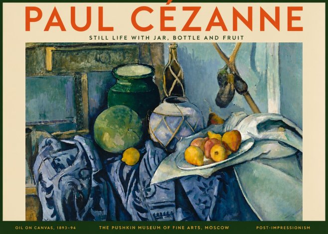 Paul Cézanne Still Life with Jar, Bottle and Fruit No5 - Poster