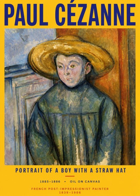 Paul Cézanne Portrait of a Boy with a Straw Hat No2 - Poster