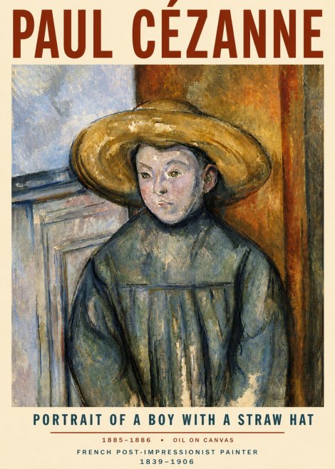 Paul Cézanne Portrait of a Boy with a Straw Hat No5 - Poster