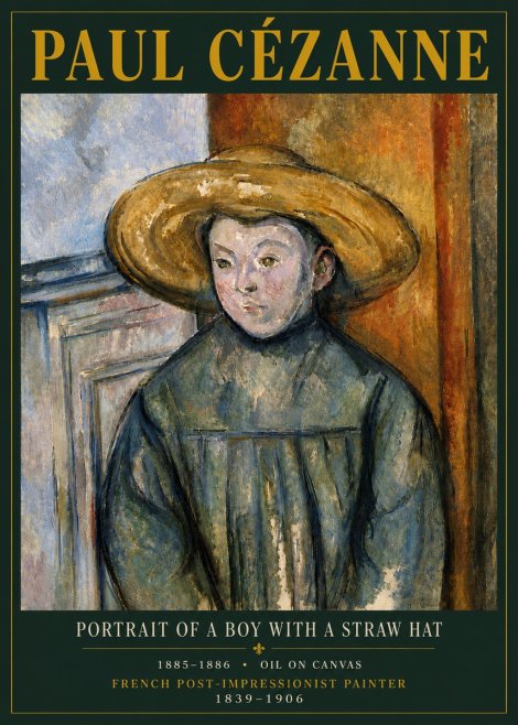 Paul Cézanne Portrait of a Boy with a Straw Hat No6 - Poster