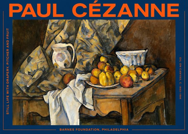 Paul Cézanne Still Life with Drapery, Pitcher and Fruit No3 - Poster