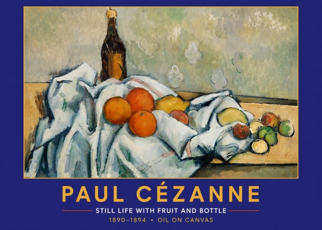 Paul Cézanne Still Life with Fruit and Bottle No2 - Poster