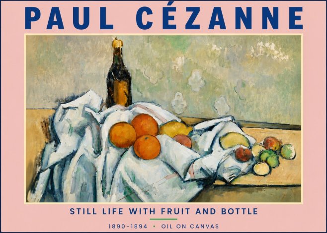 Paul Cézanne Still Life with Fruit and Bottle No4 - Poster