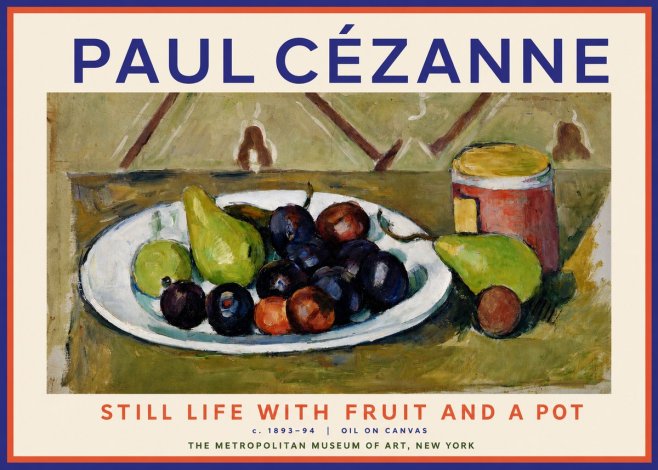 Paul Cézanne Still Life with Fruit and a Pot No2 - Poster