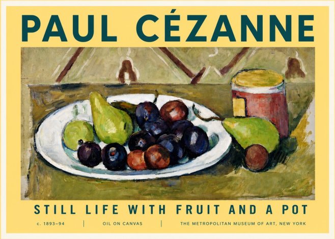Paul Cézanne Still Life with Fruit and a Pot No3 - Poster