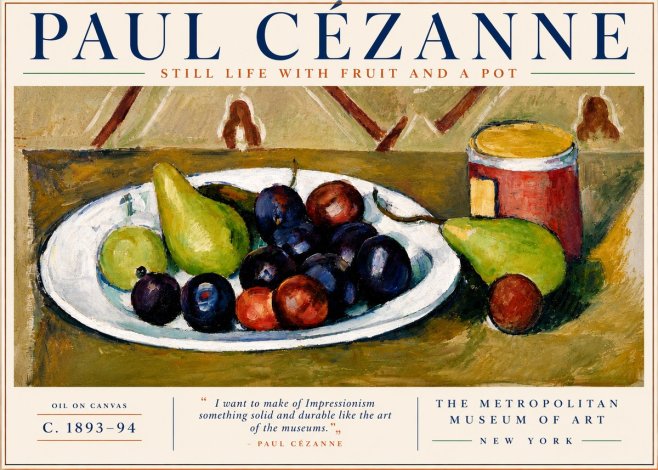 Paul Cézanne Still Life with Fruit and a Pot No4 - Poster
