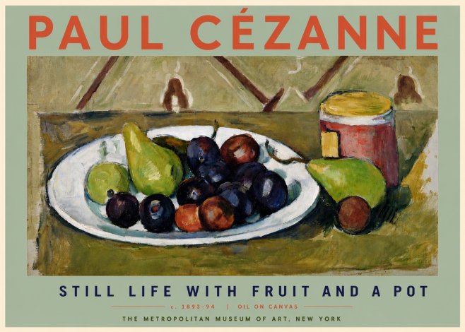 Paul Cézanne Still Life with Fruit and a Pot No6 - Poster