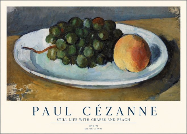 Paul Cézanne Still Life with Grapes and Peach No1 - Poster