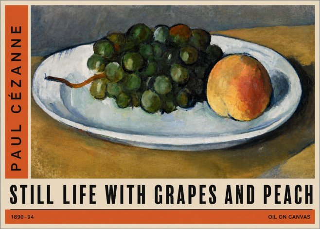 Paul Cézanne Still Life with Grapes and Peach No2 - Poster
