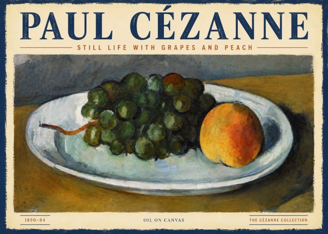 Paul Cézanne Still Life with Grapes and Peach No4 - Poster