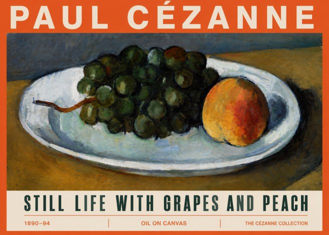 Paul Cézanne Still Life with Grapes and Peach No5 - Poster
