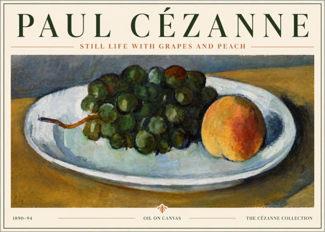 Paul Cézanne Still Life with Grapes and Peach No6 - Poster
