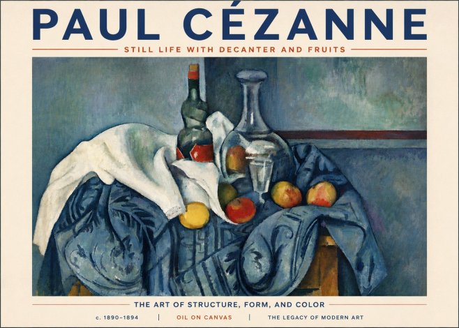 Paul Cézanne Still Life with Decanter and Fruits No6 - Poster