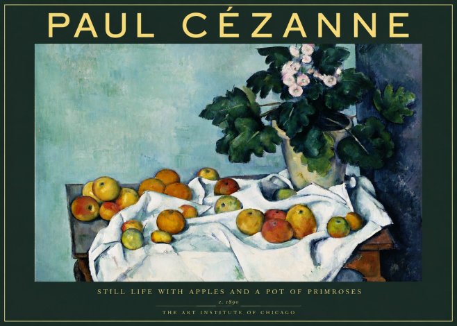 Paul Cézanne Still Life with Apples and a Pot of Primroses No2 - Poster