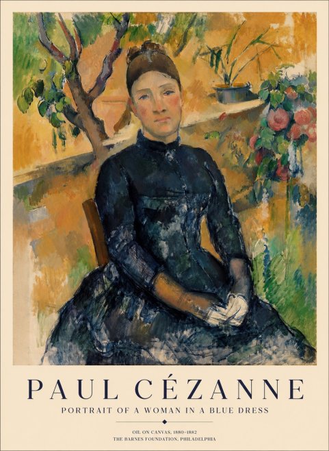 Paul Cézanne Portrait of a Woman in a Blue Dress No1 - Poster