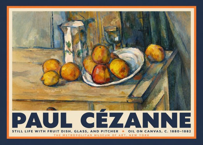 Paul Cézanne Still Life with Fruit Dish, Glass, and Pitcher No2 - Poster