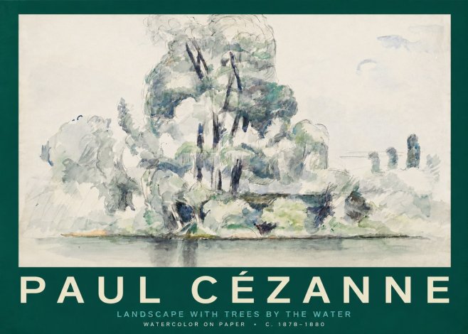 Paul Cézanne Landscape with Trees by the Water No2 - Poster