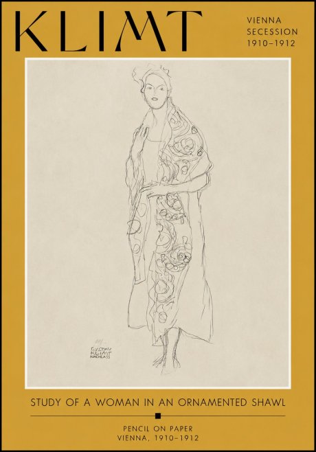 Klimt Study of a Woman in an Ornamented Shawl No2 - Poster
